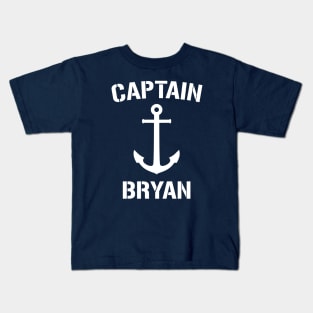 Nautical Captain Bryan Personalized Boat Anchor Kids T-Shirt